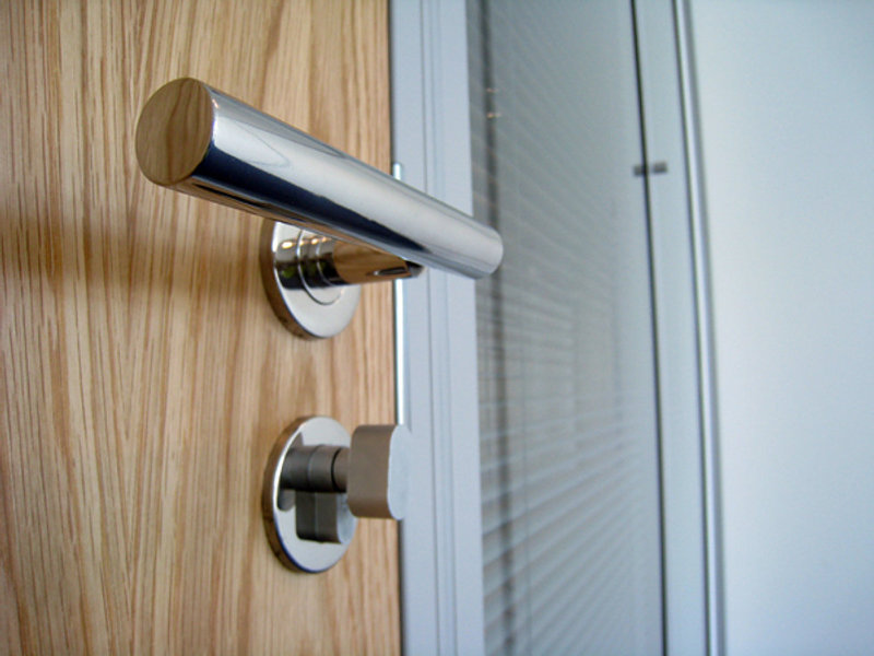 Chrome door handle and cylinder with turn