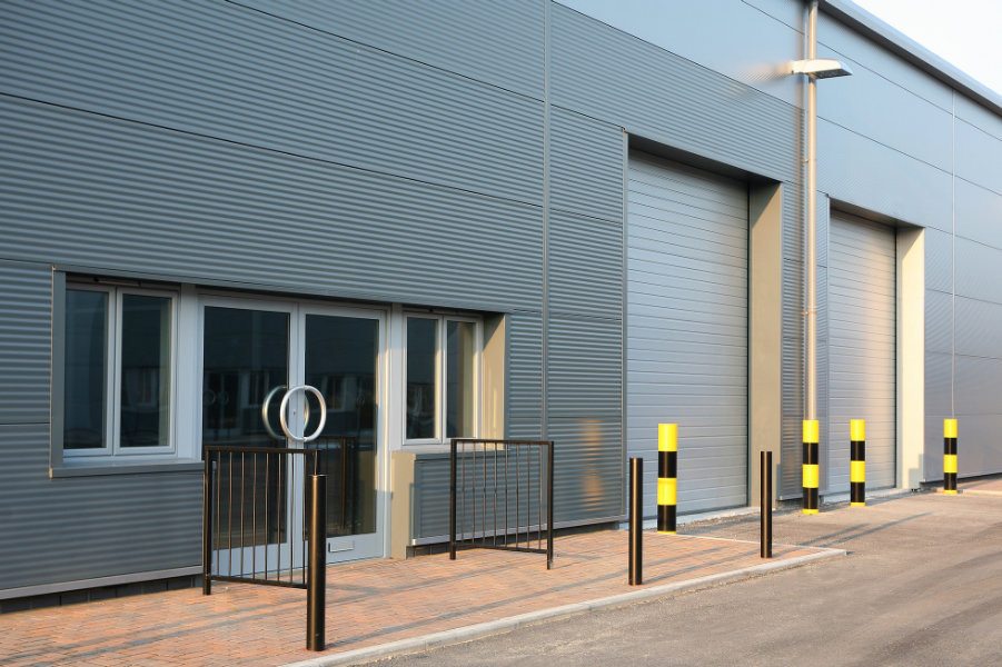 Semi circular pull handles on commercial frontage